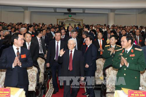 Tổng Bí thư Nguyễn Phú Trọng đến dự Lễ kỷ niệm. Ảnh: TTXVN