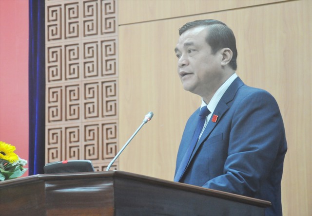 Chủ tịch HĐND tỉnh Phan Việt Cường phát biểu khai mạc Kỳ họp thứ 18. Ảnh: N.Đ