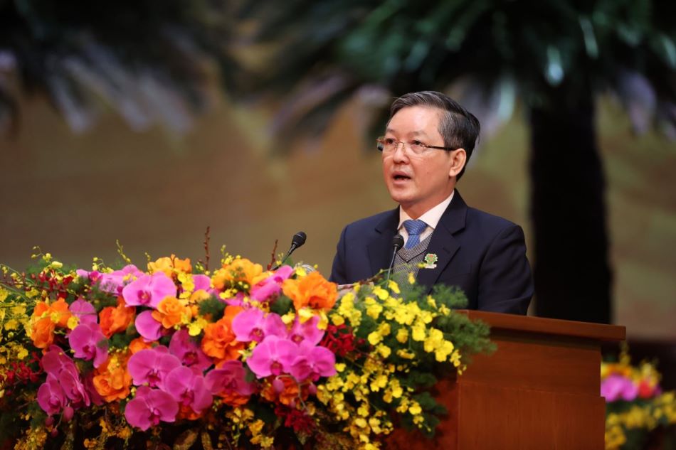 Chủ tịch Hội Nông dân Việt Nam Lương Quốc Đoàn điều hành Đại hội. Ảnh: HND